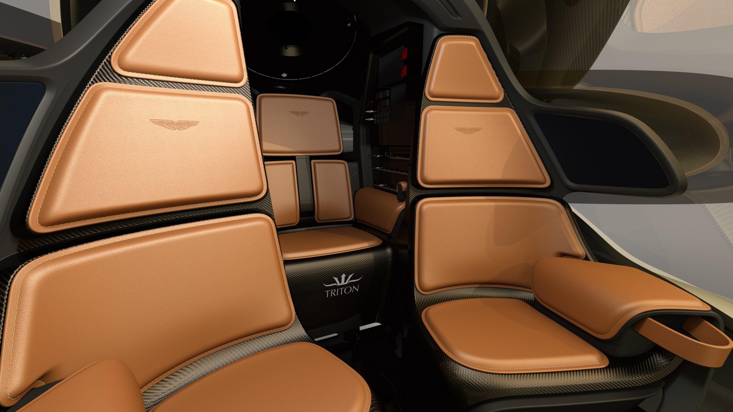 Triton’s luxurious interior clad in leather and carbon.