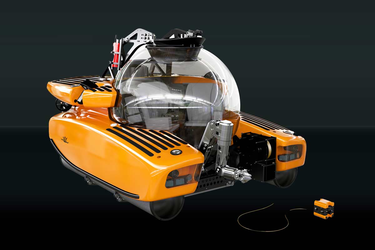 Triton submersible with fly-out micro-ROV 