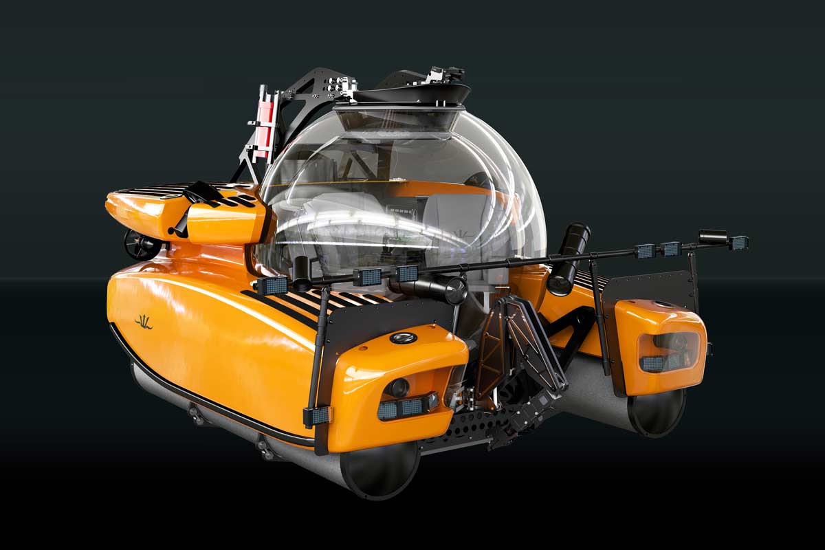 Triton submersible fitted with Film & TV Equipment, cameras and lighting. 