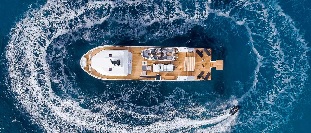 Lynx Yacht photographed from above