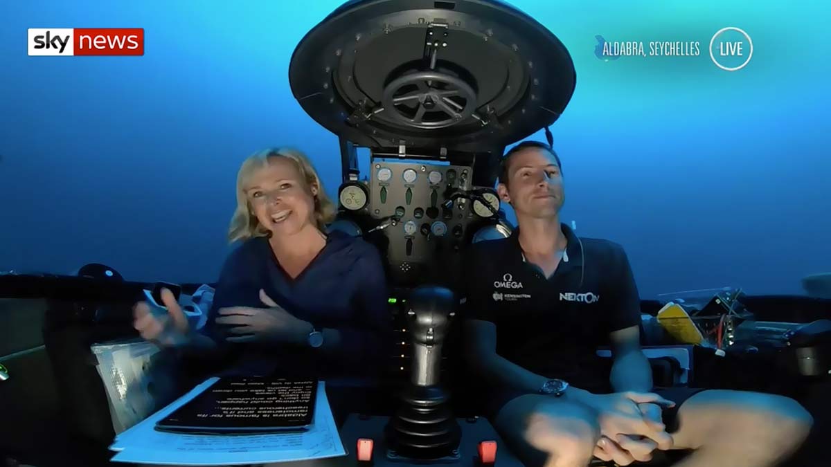 Sky News live subsea news bulletin from a Triton submersible - Nekton