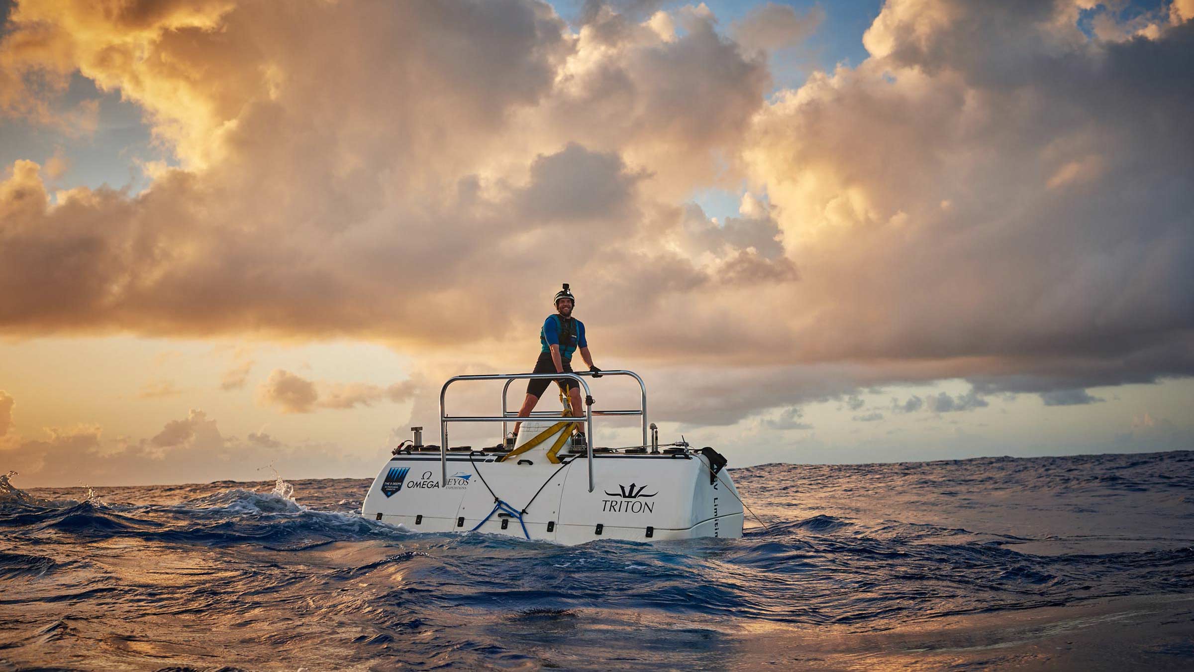 Sunset over record-breaking submersible dives to Challenger Deep 